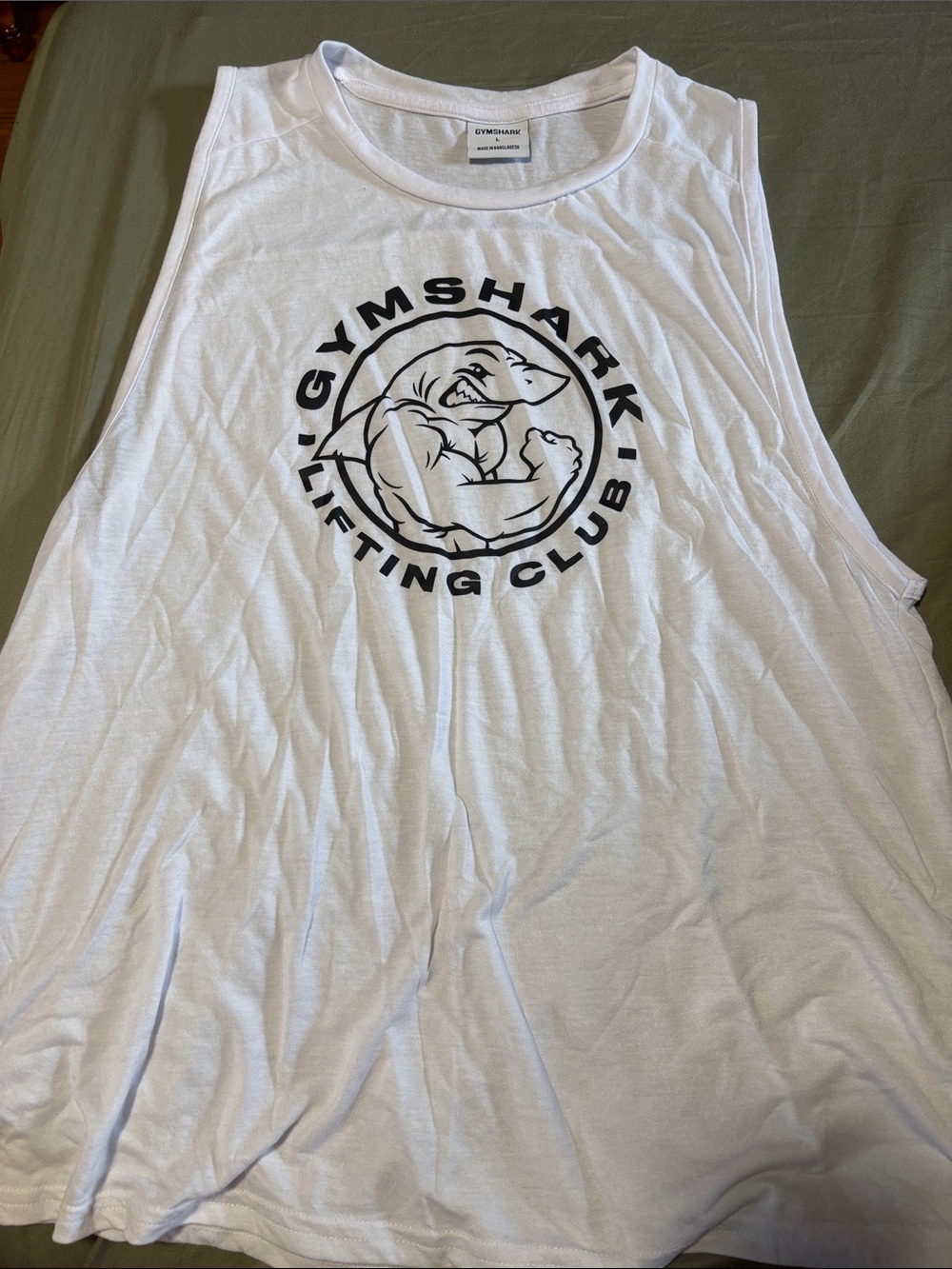 Gymshark White Muscle Tank with Black Lifting Club Logo